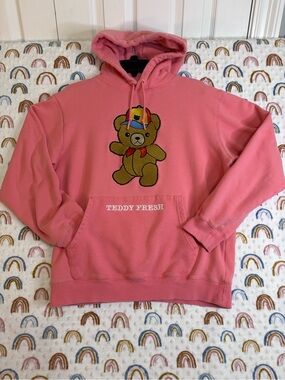 Teddy Fresh Pink Teddy Bear Crewneck Hoodie